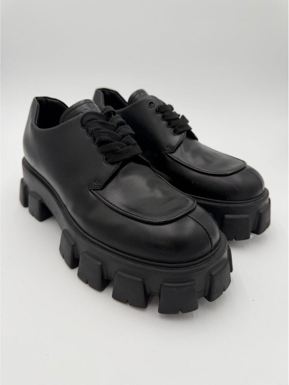 Prada Monolith Derby Lace-up Derby Shoes Mens Size 8.5/41.5
